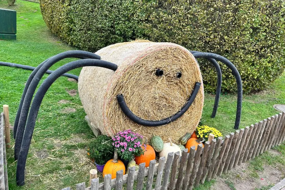 Strohballen im Spinnen-Look